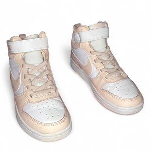 Nike Court Borough Mid 2 Velcro White Pink Glaze Kids Size 13 Shoes CD7783-122
